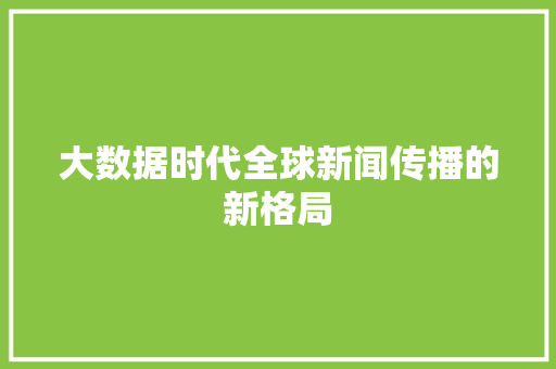 大数据时代全球新闻传播的新格局