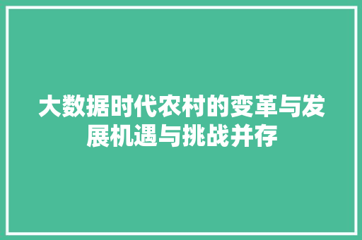 大数据时代农村的变革与发展机遇与挑战并存