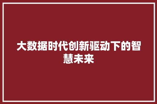 大数据时代创新驱动下的智慧未来