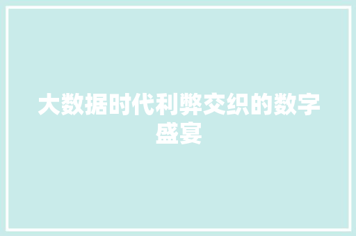 大数据时代利弊交织的数字盛宴