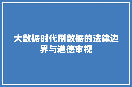 大数据时代刷数据的法律边界与道德审视
