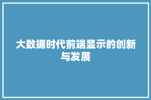 大数据时代前端显示的创新与发展