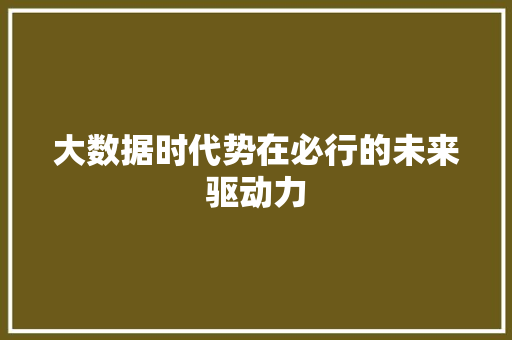 大数据时代势在必行的未来驱动力