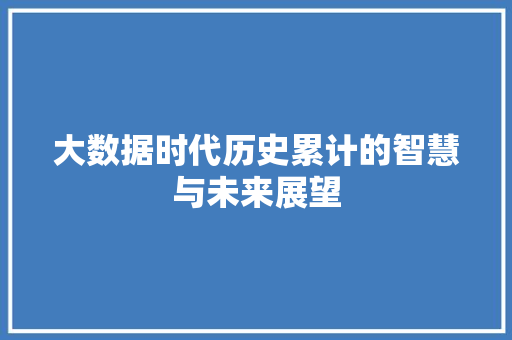 大数据时代历史累计的智慧与未来展望