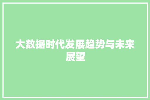 大数据时代发展趋势与未来展望