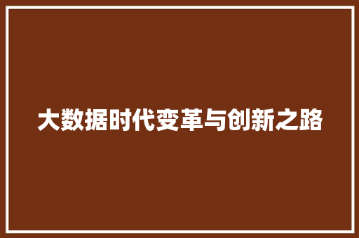 大数据时代变革与创新之路