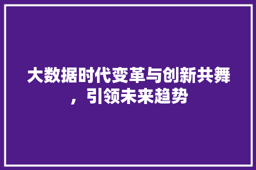 大数据时代变革与创新共舞，引领未来趋势 MySQL