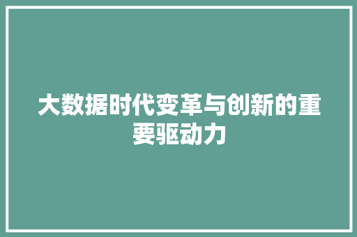 大数据时代变革与创新的重要驱动力