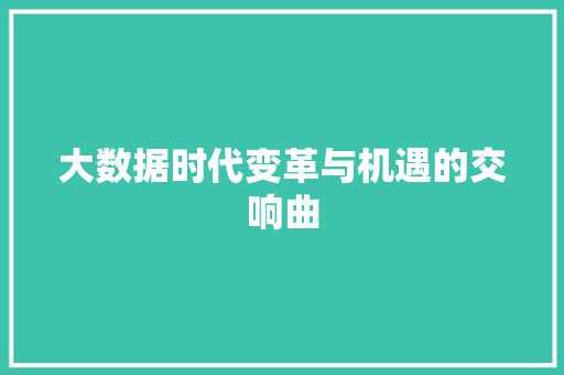 大数据时代变革与机遇的交响曲