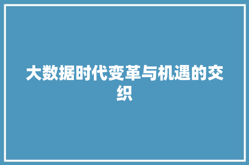 大数据时代变革与机遇的交织