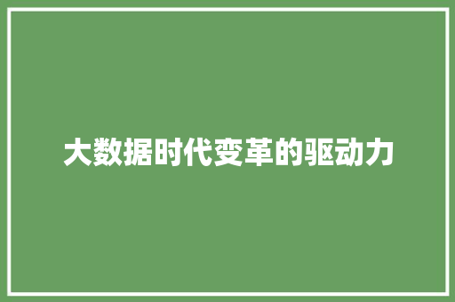 大数据时代变革的驱动力