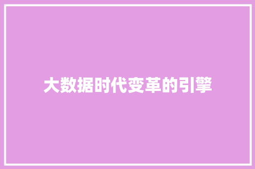 大数据时代变革的引擎