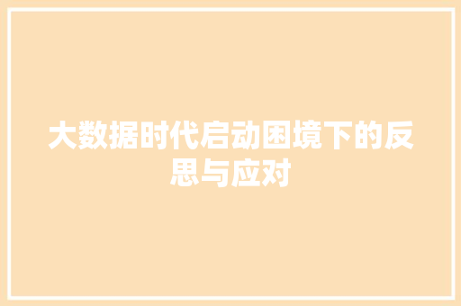 大数据时代启动困境下的反思与应对
