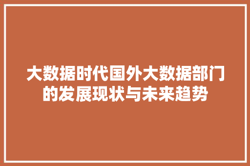 大数据时代国外大数据部门的发展现状与未来趋势
