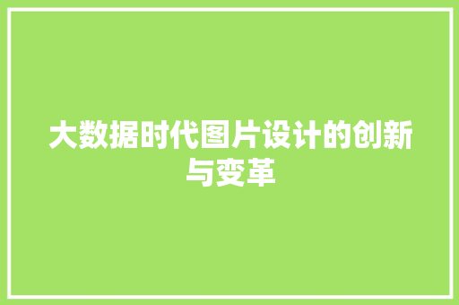 大数据时代图片设计的创新与变革