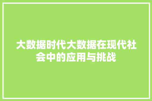 大数据时代大数据在现代社会中的应用与挑战 商务信函