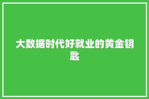 大数据时代好就业的黄金钥匙