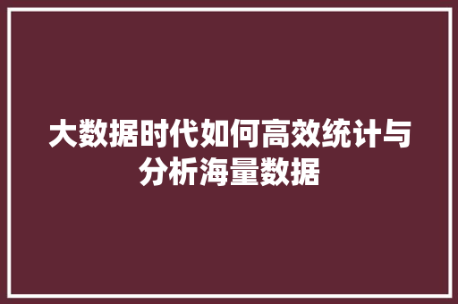 大数据时代如何高效统计与分析海量数据