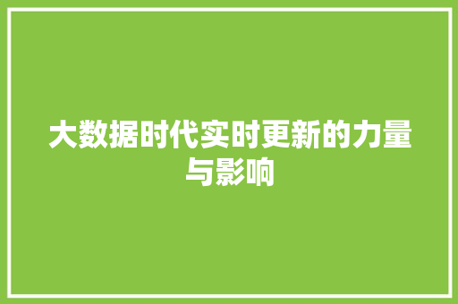 大数据时代实时更新的力量与影响