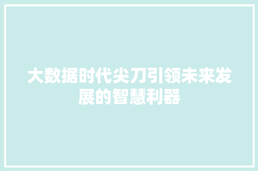 大数据时代尖刀引领未来发展的智慧利器