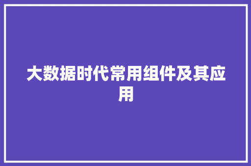 大数据时代常用组件及其应用