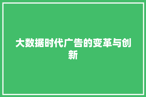 大数据时代广告的变革与创新