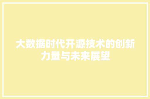 大数据时代开源技术的创新力量与未来展望