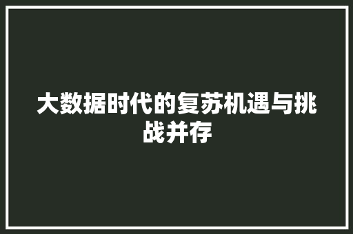 大数据时代的复苏机遇与挑战并存