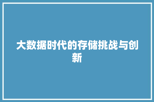 大数据时代的存储挑战与创新