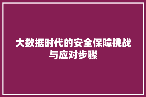 大数据时代的安全保障挑战与应对步骤