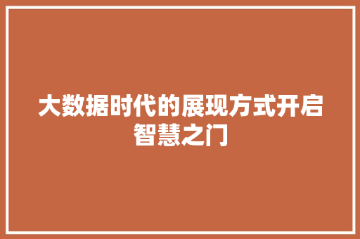 大数据时代的展现方式开启智慧之门