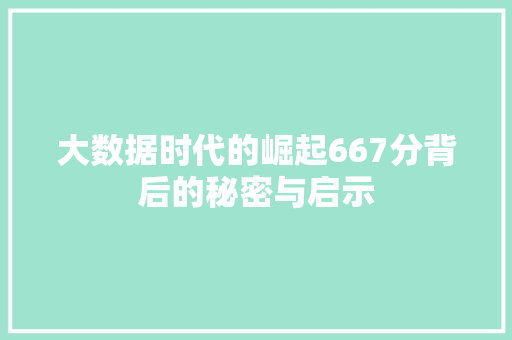 大数据时代的崛起667分背后的秘密与启示