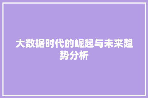 大数据时代的崛起与未来趋势分析