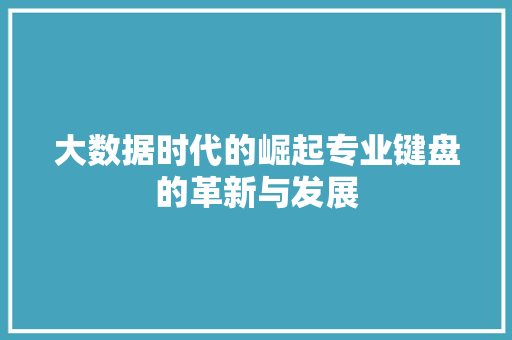 大数据时代的崛起专业键盘的革新与发展