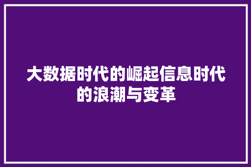 大数据时代的崛起信息时代的浪潮与变革