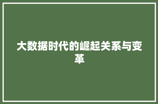 大数据时代的崛起关系与变革