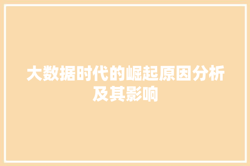 大数据时代的崛起原因分析及其影响