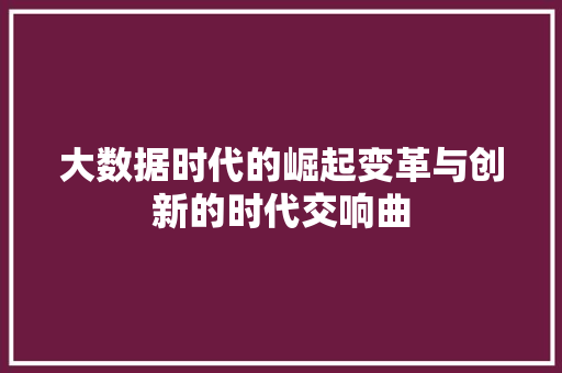 大数据时代的崛起变革与创新的时代交响曲