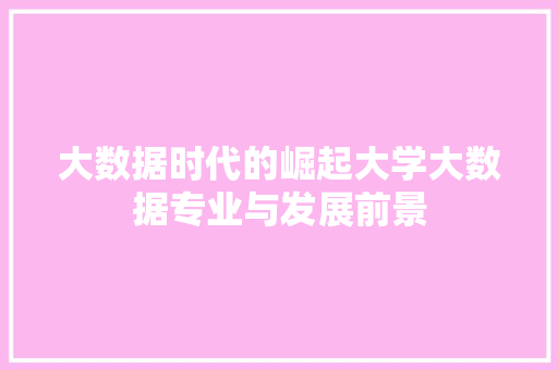 大数据时代的崛起大学大数据专业与发展前景