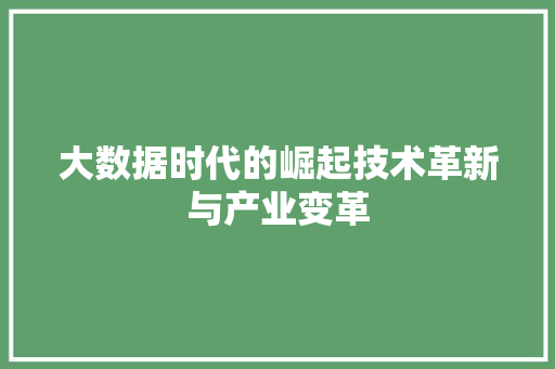 大数据时代的崛起技术革新与产业变革