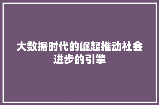 大数据时代的崛起推动社会进步的引擎