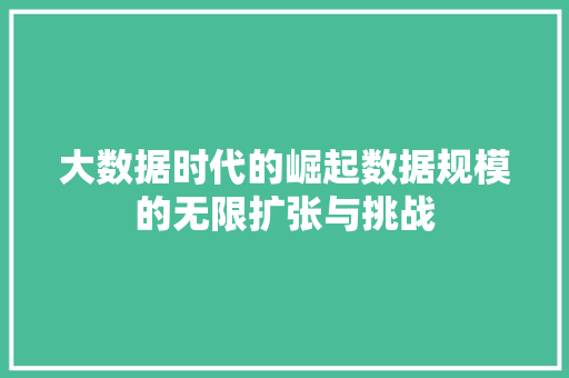 大数据时代的崛起数据规模的无限扩张与挑战