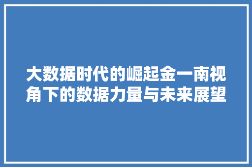 大数据时代的崛起金一南视角下的数据力量与未来展望