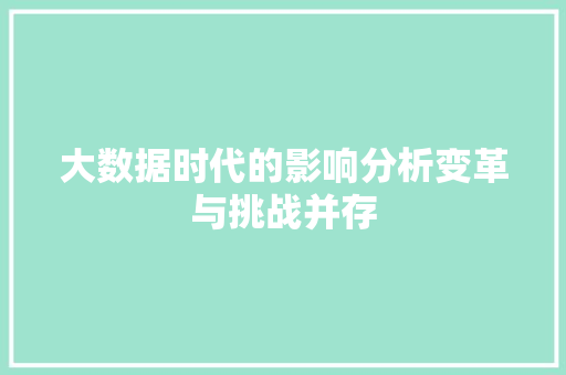 大数据时代的影响分析变革与挑战并存