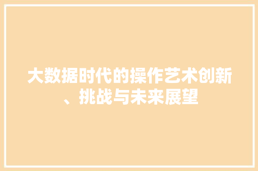 大数据时代的操作艺术创新、挑战与未来展望