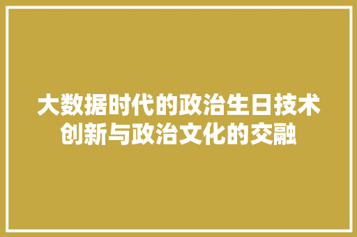 大数据时代的政治生日技术创新与政治文化的交融
