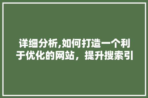 详细分析,如何打造一个利于优化的网站，提升搜索引擎排名 前端技术