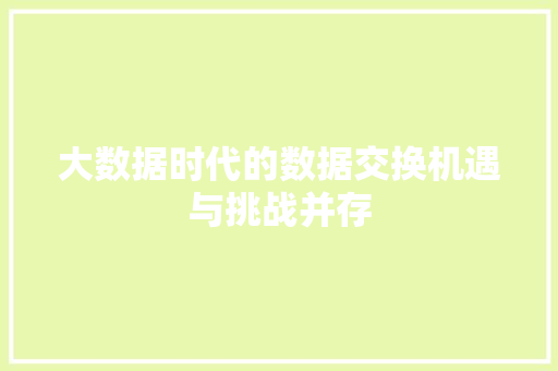 大数据时代的数据交换机遇与挑战并存