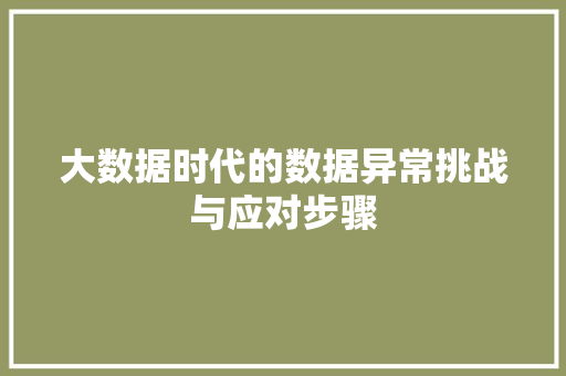 大数据时代的数据异常挑战与应对步骤