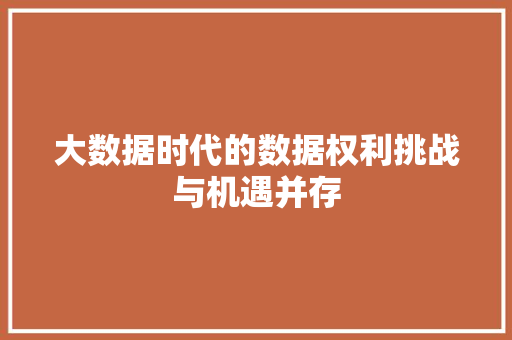 大数据时代的数据权利挑战与机遇并存